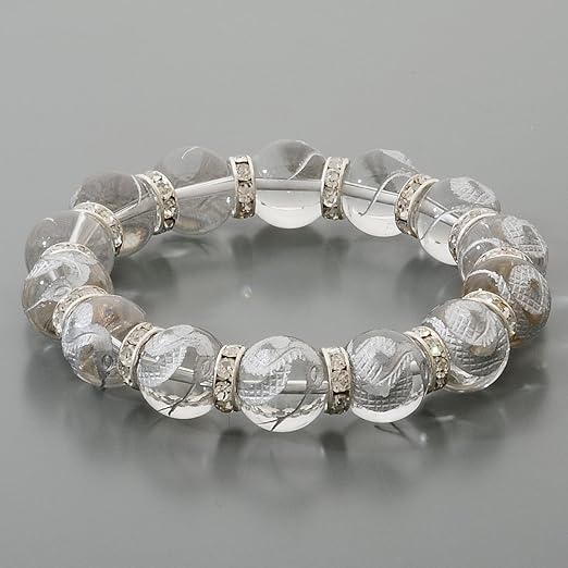 白蛇のメンズブレスレット 天然石パワーストーン おしゃれな銀彫り